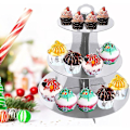 Miniatyrbillede 5 af 5: 2 stk. Fødselsdags Cupcake Stativer, 3-lags Papkage Stativ, Eftermiddags Te Dessert Frugtholder Kage Display Tårn, Bryllupsfest Servering (Sølv)