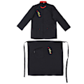 Miniatyrbillede 1 af 8: 2 stk. Vintage Unisex Kokkeuniform Sæt Kokkejakke Langærmet Kokkefrakke med Forklæde (Sort XXL)