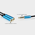 Miniatyrbilde 2 av 7: 3,5 mm lydsplitterkabel 3,5 mm hann til 2 porter 3,5 mm hunn med mikrofon 3,5 mm forlengelse Aux-kabeladapter