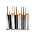 Miniatyrbillede 4 af 8: 10 stk. Titanium Coat Tungsten Carbide End Mill Gravering Bits Fræser 3.175mmx1mm