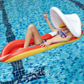 Miniatyrbild 4 av 8: Pool Float Med Baldakin Uppblåsbar Pool Float Flotte Bekväm Hållbar Utomhus Vatten Säng