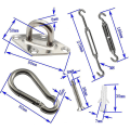 Miniatyrbild 2 av 5: 304 Rostfritt stål Sail Hardware Kit - Komplett set för triangulära och fyrkantiga solskydd