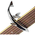 Miniatyrbilde 3 av 5: Shark Capo - Sinkronisert gitar capo i sinklegering for akustisk og elektrisk gitar (sølv)