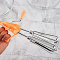 Miniatyrbillede 1 af 4: Orange Køkkenopbevaringstilbehør Semi-Automatisk Piskeris Køkkenpiskeris Æggepisker Mixer Manuel Æg Rustfrit Stål Roterende Piskeris Æggeskummer Med Plastik