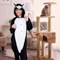 Pikkukuva 2 / 5: Eläin- ja merieläinpehmolelu Cosplay-asu aikuisille - Hauska ja leikkisä Halloween-asu X-Small Cat