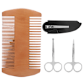 Miniatyrbillede 1 af 8: 4-i-1 Mænds Skæg Formning Styling Kits Skæg Kam Mustache Saks Foldbar Trimning Kam