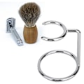 Miniatyrbillede 5 af 8: Mænd rustfrit stål barberbørstestativ Barbermaskineholder til salon hjemmerejsebrug