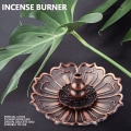 Miniatyrbillede 7 af 8: Kobber Røgelseskinne Plade Røgelse Bakke Lotus Flower Modeling Røgelse Brænder Holder