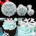 Miniatyrbilde 5 av 5: Dww-2 sett 3 stk. Kakeutstikker Jul Snøfnuggform for dekorasjon av kaker, fondant, sukkerpasta, grove snøfnugg