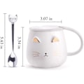 Miniatyrbillede 2 af 5: Keramisk Kaffekrus til Hjemmet med Rustfri Stål Ske - Katte Design - Til Katteelskere - Til Kvinder og Piger