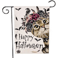 Pikkukuva 1 / 5: Halloween-Tervetuloa Puutarhalippu - Kaksisivuinen, 12x18 Tuumaa, Maalaistalon Piha Kausiluonteinen Loma Ulkokoriste