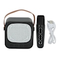 Miniatyrbild 1 av 8: Mini Karaoke Maskin Bärbar Bluetooth Högtalare Med Trådlös Mikrofon Bas Diskant Justering Svart