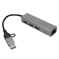 Pikkukuva 1 / 8: USB3.0-keskitin 5 Gbps Plug and Play 4 portin alumiiniseos USB C - RJ45 -sovitin Windowsille Linuxille OS X:lle hopea
