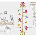Miniatyrbild 4 av 4: Ett set med Insektsblomma Väggdekaler Mätning Tillväxtdiagram Väggdekal för Baby Barnrum Vardagsrum Väggdekor