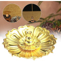 Miniatyrbillede 4 af 5: Lotus blomst formet pinde røgelse holder base med klassisk ovn dekoration - guld