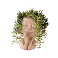 Miniatyrbild 6 av 8: Ansiktskruka Krukor Huvud Kruka Ansikte Blomkruka Huvud Kruka för inomhus utomhus växter med dräneringshål Stängda ögon