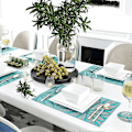 Pikkukuva 2 / 5: Pöytätabletit Teal, 6 kpl - Kudottu vinyylinen ruokapöydän tabletti, lämmönkestävä, liukumaton, pestävä, helposti pyyhittävä, kotiin ja keittiöön (6 tablettia)(B