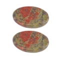 Miniatyrbild 8 av 8: 20st cabochons pärlor ovala äggformade slät yta Blomma grön polerade cabochons stenar för smyckenstillverkning