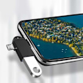 Pikkukuva 7 / 8: OTG-sovitin 3-in-1, tyyppi C - USB 3.0 -naaras, alumiiniseos, yleiskäyttöinen Androidille, musta, avainnauhalla
