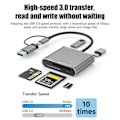 Pikkukuva 5 / 5: Uusi USB 3.0 -muistikortinlukija 5 in 1 USB-C - TF SD XQD -kortille