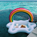 Miniatyrbillede 3 af 5: Oppustelig Rainbow Cloud-drikholder til pool, sjovt legetøj til børn og voksne