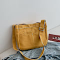 Miniatyrbild 2 av 5: Casual Canvas Messenger Bag Dam Solid Färg Stor Kapacitet Axelväska Handväska, 1 st - gul