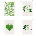 Miniatyrbilde 3 av 7: Shamrock Hageflagg Vertikal St. Patrick's Day Lykkelig Kløver Burlap Flagg Utendørs Hage Yard Dekorasjon
