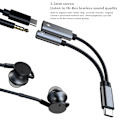 Miniatyrbilde 5 av 8: Type C til 3,5 mm hodetelefon- og ladeadapter 2 i 1 USB C til 3,5 mm lydadapter