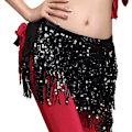 Miniatyrbillede 5 af 5: Sequin mavedanser kostume kvast wrap nederdel - Kvinders klub mini nederdel One Size Sort