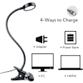 Miniatyrbillede 5 af 5: Clip-on Lampe/Læselampe/Lysfarve kan ændres/Natlampe Clip-on til Skrivebord, Sengegavl og Computere (Sort)