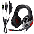 Miniatyrbillede 2 af 8: Headset til hovedmonteret computer med lysende gaming-headset til PS4 (sort rød)