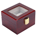 Miniatyrbild 4 av 8: Trä 2 Grid Watch Display Box Transparent fönster Watch förvaringsbox (röd)