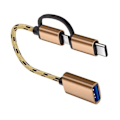 Miniatyrbillede 4 af 8: TYPE C OTG Adapter Kabel 2 i 1 USB Type C til USB Adapter til Android Telefon U Disk Card Reader Rose Gold