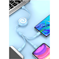 Miniatyrbild 2 av 8: 3 i 1 USB-laddningskabel Lollipop-form Sträckbar Snabbladdningstelefonkabel för IOS för Android för Huawei Sky Blue