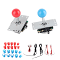 Miniatyrbilde 4 av 8: 2-spiller arkade DIY-sett LED-belyste trykknapper USB-koder for PC-spill 5V (rød blå)