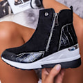 Miniatyrbillede 2 af 3: Sorte High Top Wedge Ankle Boots til kvinder i størrelse 39