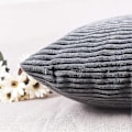 Miniatyrbillede 4 af 5: Pudebetræk Bløde Dekorative Stribede Fløjlsbukser Fløjl Firkantet Pyntepude Sofapudebetræk Sæt Sofa, Sæt med 2, 18x18 tommer (45cm), Mørkegrå