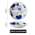 Miniatyrbilde 5 av 5: Keramiske sauseskåler, katt tegneseriemønster, sushitallerken, B