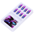 Miniatyrbillede 7 af 8: Gradient spidse falske neglespidser sæt farvede fulddækkende falske negle med neglefilF745-20