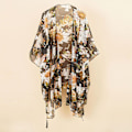 Miniatyrbilde 8 av 8: Strandkjole i chiffon med blomstermønster, sort, one size, med frynser