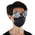 Miniatyrbild 4 av 8: Vintage Spiked Steampunk Goggles Cosplay Glasögon Dubbel Lager Vindtät (ljus silver)