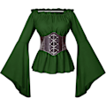 Miniatyrbillede 3 af 5: Renæssance victoriansk piratskjorte bluse sæt XX-Large grøn