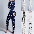 Miniatyrbillede 2 af 4: Flap Open Sexet Kvinde Jumpsuit Pyjamas Nattøj L måne stjerner