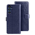 Miniatyrbild 1 av 5: För Samsung Galaxy A15 5G Fodral Crazy Horse Textur Läder Plånboksfodral-B6 Mörkblå