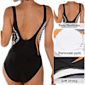 Miniatyrbillede 4 af 5: Elegant vintage hvid tribal print slankende Monokini badedragt til kvinder med push up funktion