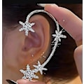 Miniatyrbillede 3 af 3: Glitrende Zirkon Snefnug Øreringe Over-Ear Clip Ikke-Piercede Øreringe Gave