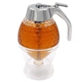 Miniatyrbillede 1 af 8: Bærbar honningdispenser i akryl, honningkrukkebeholder i honningkamform, honningpotte til servering af honning og sirup