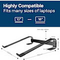 Miniatyrbillede 4 af 5: Laptop Stand - 10 til 18 tommer Laptop Stand - Universal Ventileret Laptop Stand Kompatibel med MacBook, Notebook, ASUS, Acer, etc - Sort Aluminium