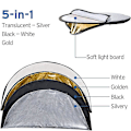Miniatyrbillede 5 af 5: Studiolys Reflektor/Diffusor: 43 Tommer/110 Centimeter, 5-i-1 Sammenklappelig Multi-Disc Sæt med Taske (Gennemsigtig, Sølv, Guld, Hvid, Sort)