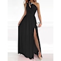 Miniatyrbillede 1 af 5: Elegant og stilfuld one-shoulder maxi-kjole til kvinder i sort, str. M